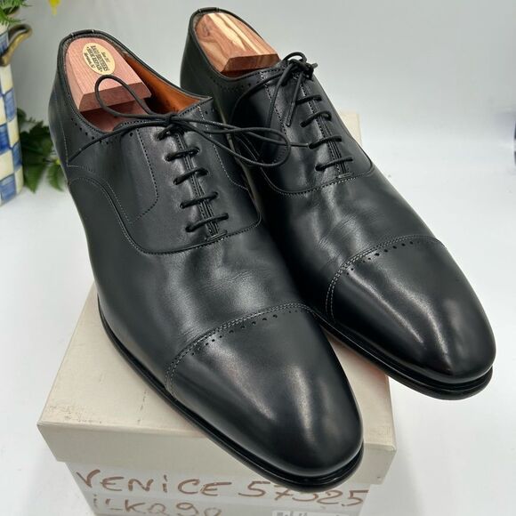Men’s Santoni cap toe  Leather Oxford’s size 14 made in Italy - Picture 1 of 11